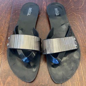 Melissa Flip Flops Silver Black